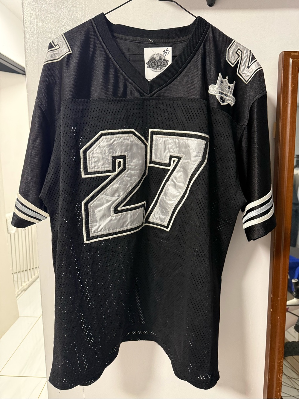 Mens Echo athletic Black Number 27 Mesh Football Jersey